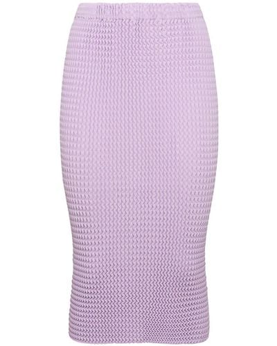 Issey Miyake Pleated Cotton Blend Skirt - Purple