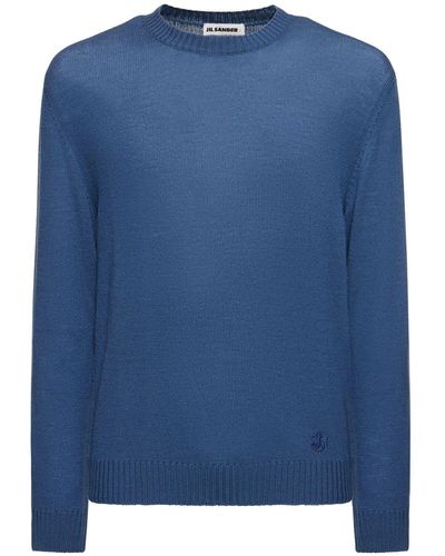 Jil Sander Extra Fine Knit Wool Sweater - Blue