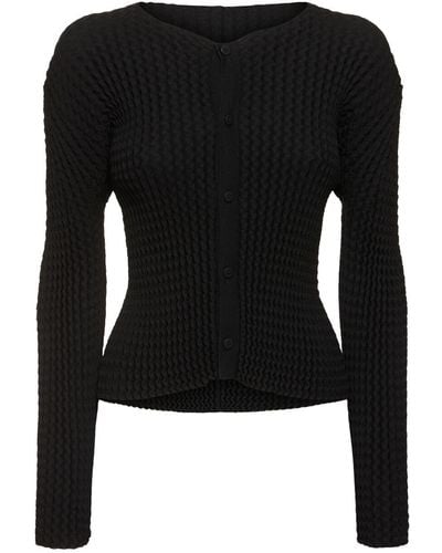 Issey Miyake Geometric Texture Buttoned Cardigan - Black