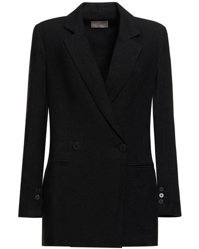 St. Agni Slit Sleeve Linen Blazer - Black