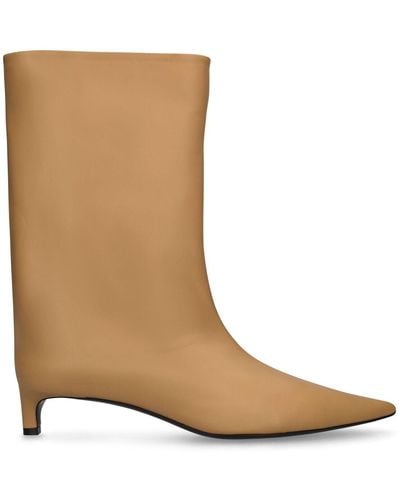 Jil Sander 35Mm Leather Ankle Boots - Brown