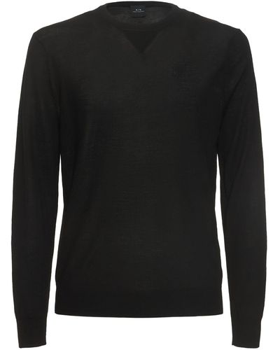 Armani Exchange Wool Knit Crewneck Sweater - Black