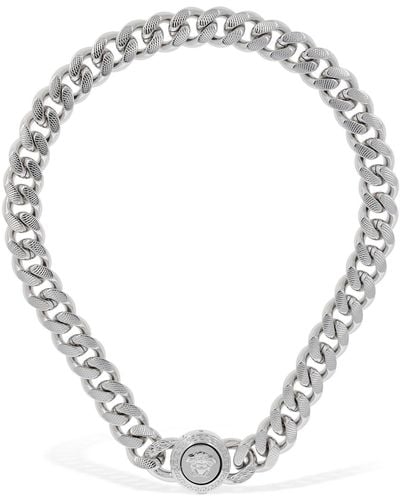 Versace Halskette Aus Metall Mit Logo - Mettallic