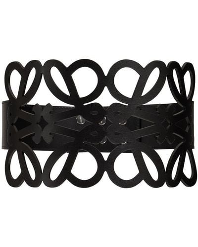 Loewe Cinturón De Piel Con Anagrama - Negro