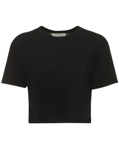 Les Tien コットンクロップドtシャツ - ブラック