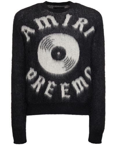 Amiri Preemo Mohair Blend Crewneck Sweater - Black