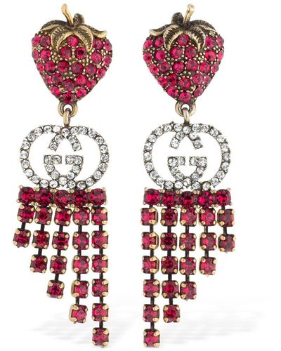 Gucci Strawberry Drop Earrings - Red