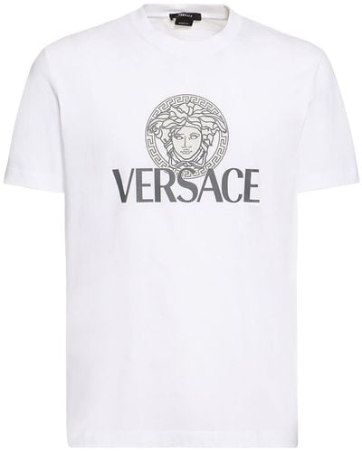 Versace T-shirt à imprimé Medusa Head en coton - Blanc