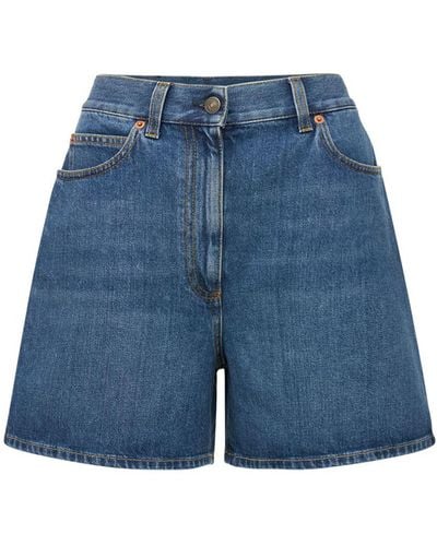 Gucci High Waist Denim Shorts - Blue