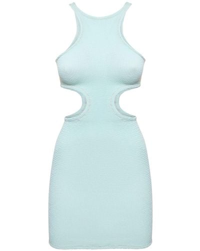 Reina Olga Ele Cut Out Crinkle Stretch Mini Dress - Blue