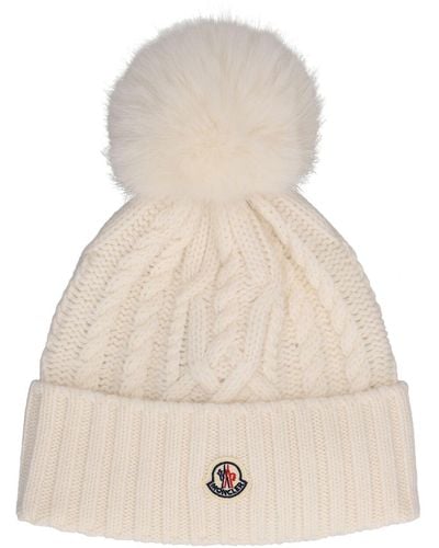 Moncler Cable-knit Wool And Cashmere Beanie - Natural