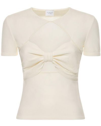 Giambattista Valli Crop-top Aus Viskosejersey Mit Schleife - Weiß