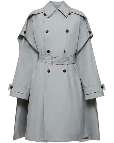 Bottega Veneta Trench-coat style cape en toile de coton - Gris