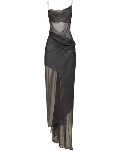 Christopher Esber Silk Chiffon Long Dress - Gray