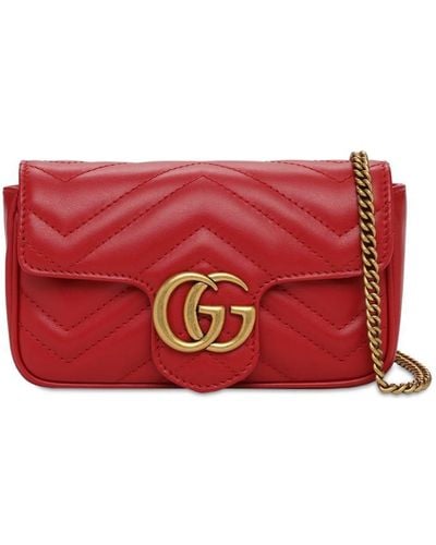 Gucci GG Marmont Matelassé Leather Super Mini Bag - Red