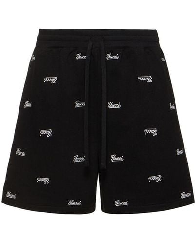 Gucci Logo Cotton Jersey Shorts - Black