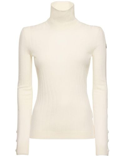 Moncler Virgin Wool Blend Turtleneck Sweater - Weiß