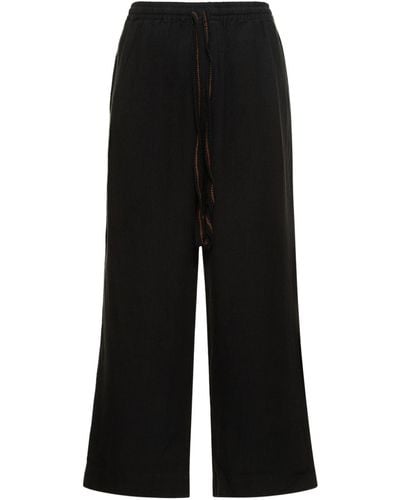 Commas Pantalon large en lin - Noir