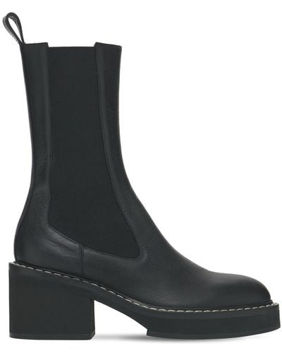 Khaite 70mm Calgary Leather Chelsea Boots - Black