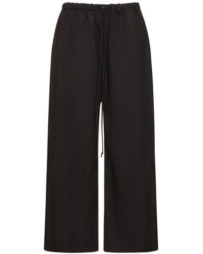 Yohji Yamamoto Double Hem Cotton Wide Trousers - Black
