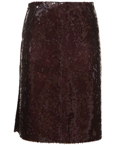 16Arlington Wile Sequined Midi Skirt - Brown