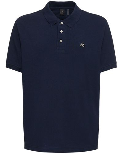 Moose Knuckles Piqué Cotton Polo Shirt - Blue