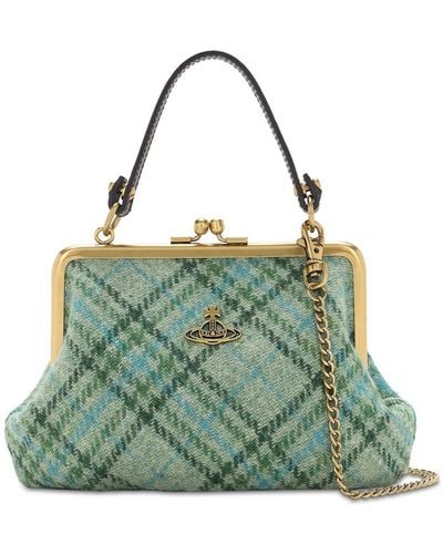 Vivienne Westwood Elena Tartan Wool Top Handle Bag - Green