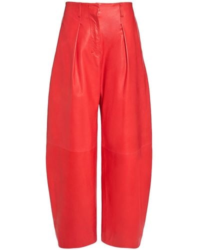 Jacquemus Le Pantalon Ovalo Cuir Leather Trousers - Red