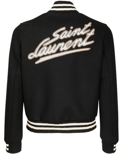 Saint Laurent Collegejacke Aus Wollmischung Mit Logo - Schwarz