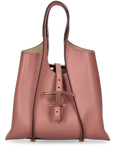Tod's Mini T Shopping Leather Bag - Pink
