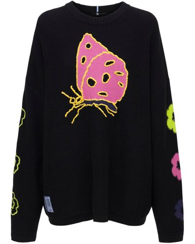 McQ Embroidered Cotton Knit Sweater - Black