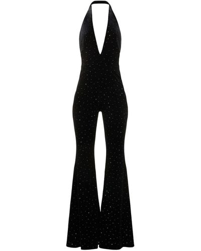 Alexandre Vauthier Glittered Velvet Jumpsuit - Black