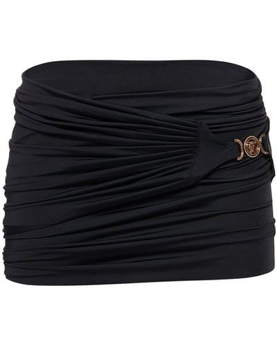 Versace Jersey Mini Skirt W/Metal Logo - Black