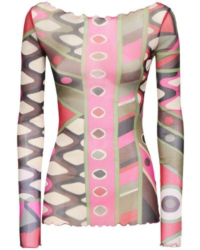 Emilio Pucci Tulle Long Sleeve T-shirt - Pink