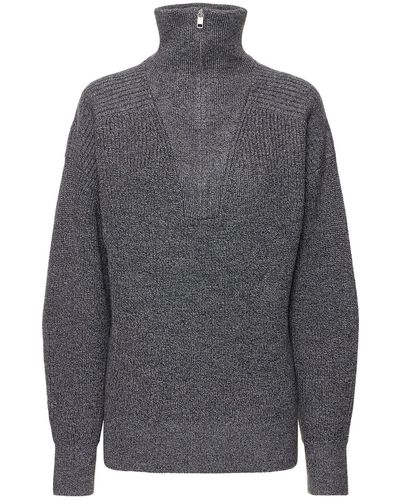 Isabel Marant Benny Merino Knit Polo Sweater - Gray