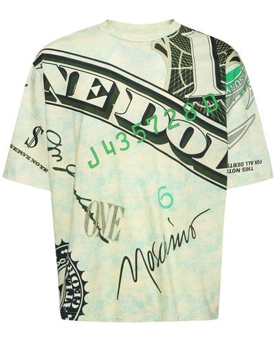 Moschino Bedrucktes T-shirt Aus Baumwolljersey - Grün