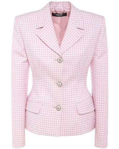 Versace Double Wool Natté Single Breast Jacket - Pink