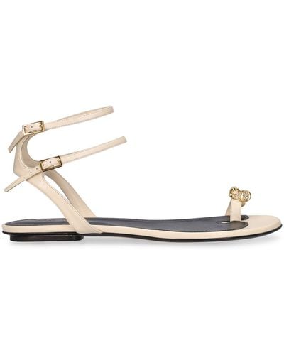 Lanvin 10Mm Swing Leather Flat Sandals - White