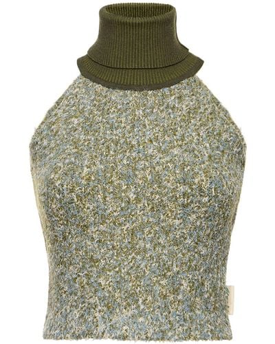 ANDERSSON BELL Sleeveless Fluffy Knit Top - Green