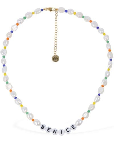Sporty & Rich Be Nice Faux Pearl & Bead Necklace - White