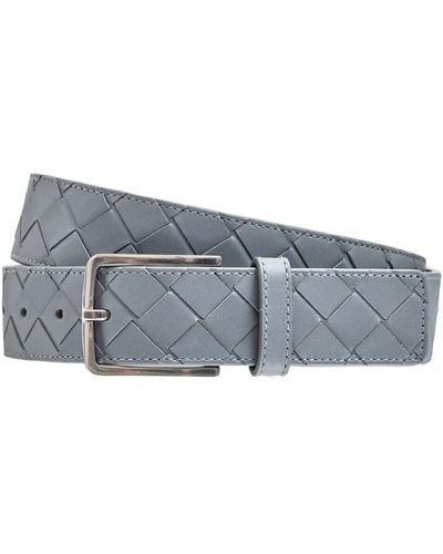 Bottega Veneta 3.5Cm New Intreccio Buckle Leather Belt - Gray
