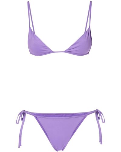 The Attico Triangle String Bikini Set - Purple