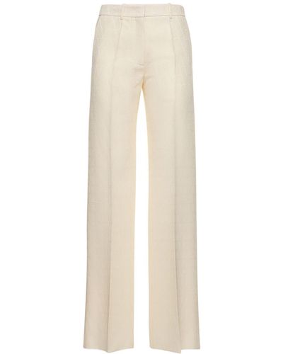 Valentino Pantaloni dritti in crepe di lana e seta - Neutro