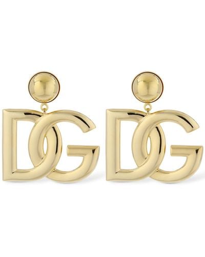 Dolce & Gabbana -tone Oversized Logo Clip-on Earrings - Yellow