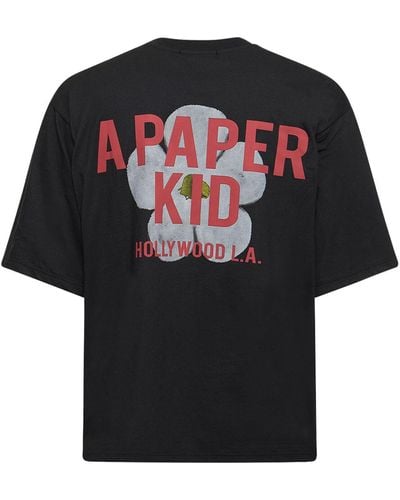 A PAPER KID T-shirt black flower - Nero