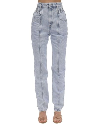 Isabel Marant Jeans en denim de coton taille haute "henoya" - Gris