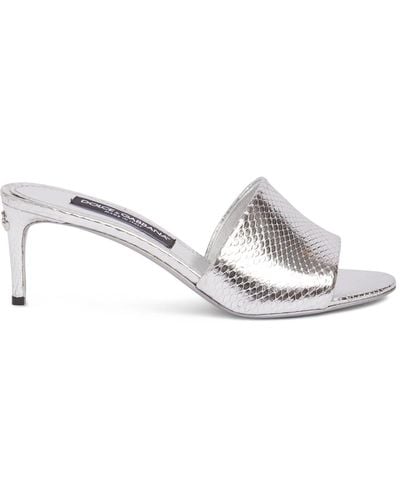 Dolce & Gabbana 105Mm Keira Python Leather Mules - White