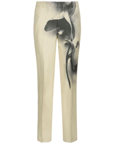 Alexander McQueen Floral Print Tailored Pants - Natural