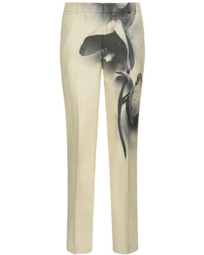 Alexander McQueen Pantalon cigarette en viscose imprimé orchidée - Multicolore