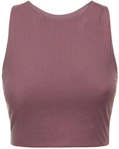 GIRLFRIEND COLLECTIVE Dylan Ribbed Stretch Tech Bra Top - Purple